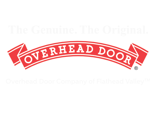 overhead door company of flathead valley logo in white for dark backgrounds