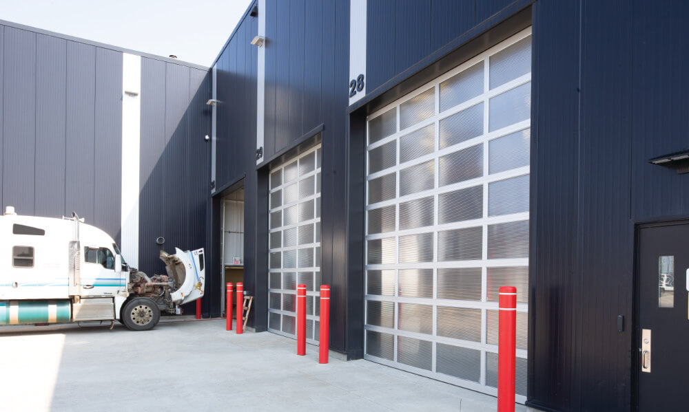 commercial garage doors on service center in montana